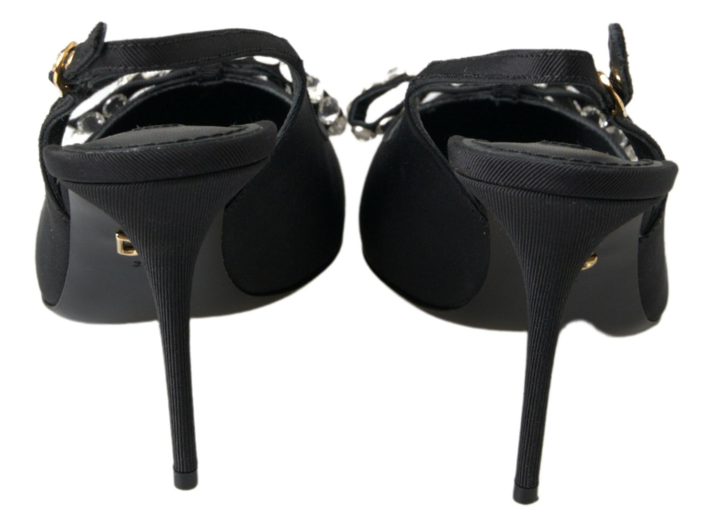 Dolce &amp; Gabbana Schwarze, mit Kristallen verzierte Slingback-Absatzschuhe