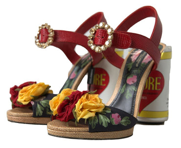 Dolce &amp; Gabbana Mehrfarbige Amore Heels-Sandalen aus Kristallleder