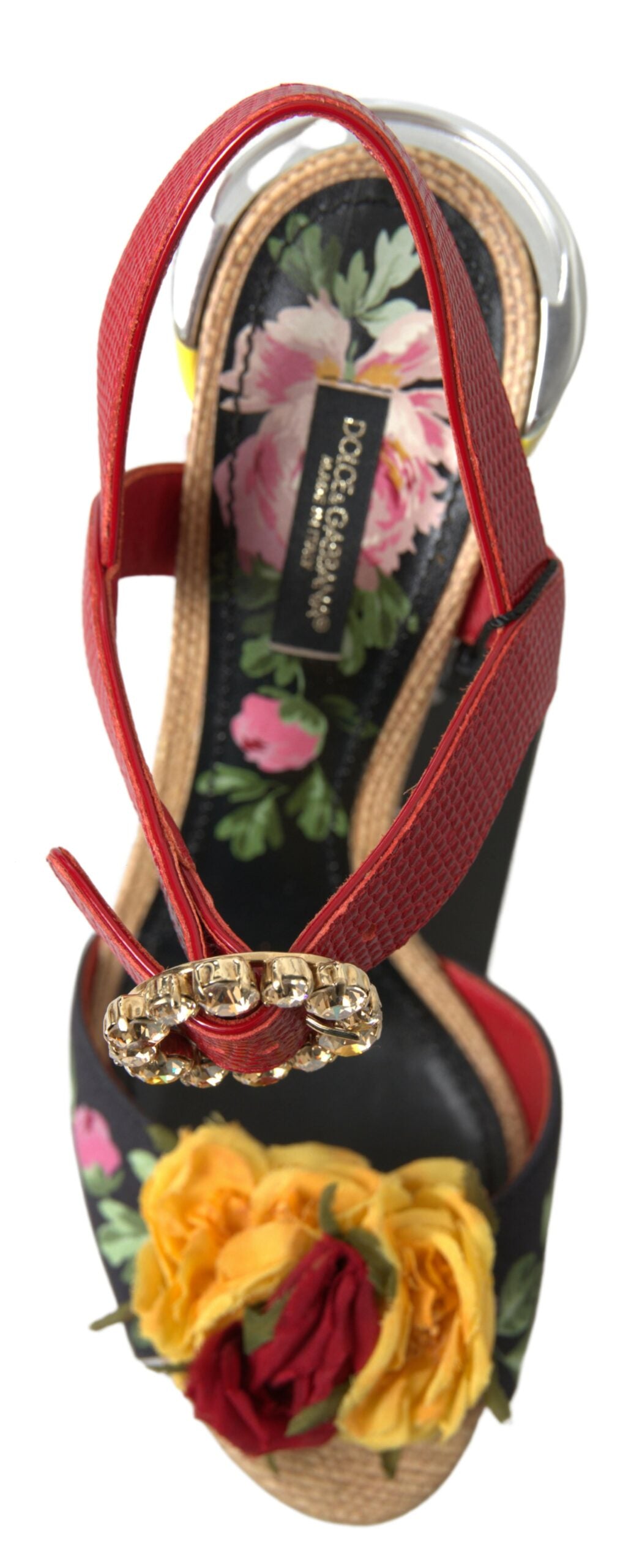 Dolce &amp; Gabbana Mehrfarbige Amore Heels-Sandalen aus Kristallleder