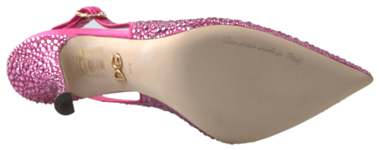 Dolce &amp; Gabbana Pink Slingbacks Crystal Pumps Schuhe