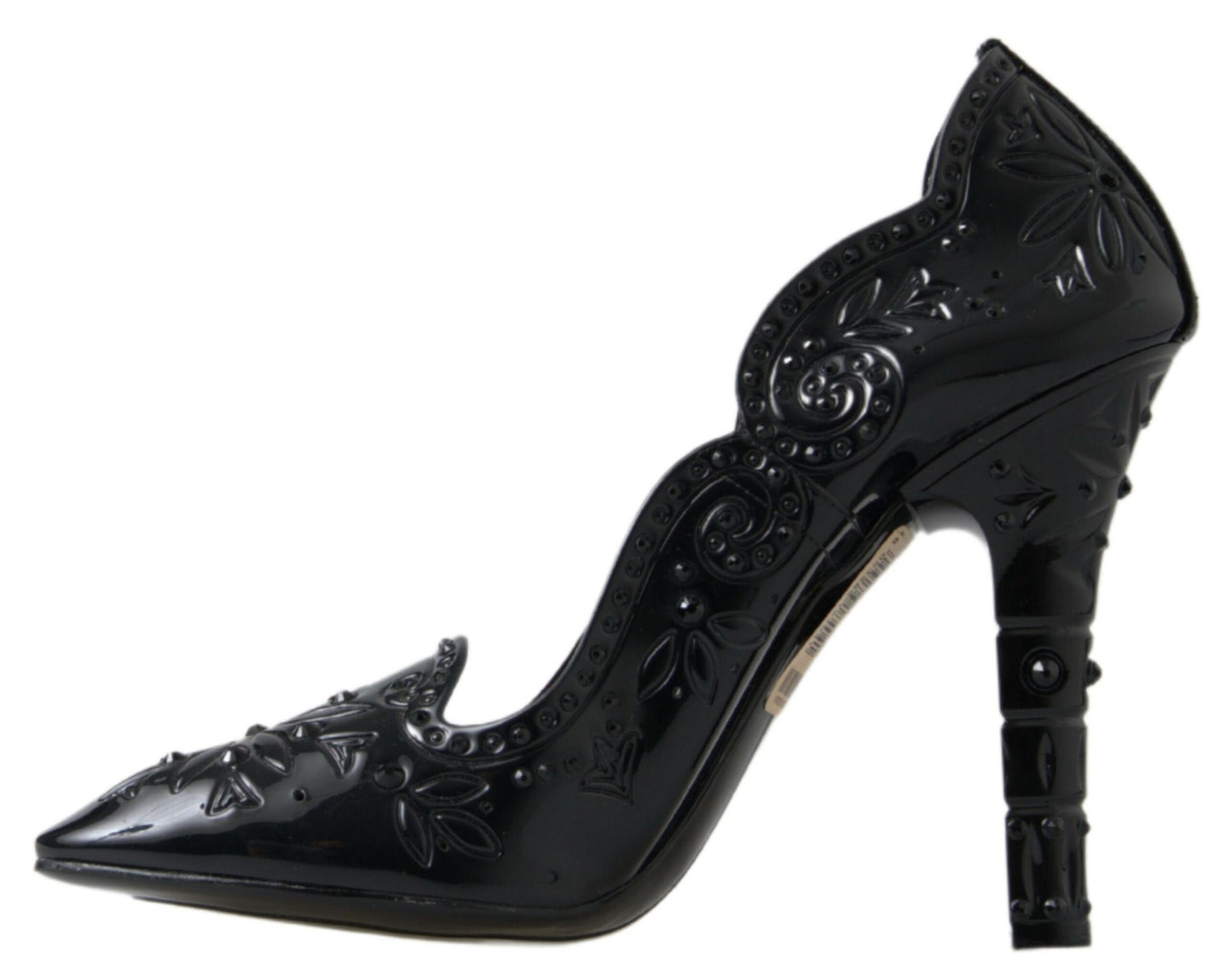 Dolce &amp; Gabbana Schwarze CINDERELLA-Schuhe mit floralem Kristallabsatz