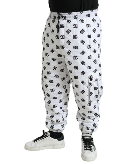 Dolce &amp; Gabbana Weißes Logo DG Print Herren Jogger Jogginghose Hose