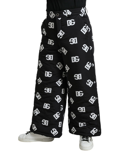 Schwarze Hose mit weitem Bein und DG-Print von Dolce &amp; Gabbana