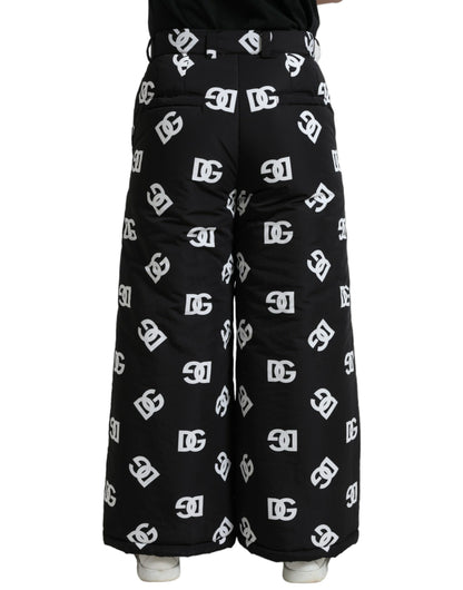 Schwarze Hose mit weitem Bein und DG-Print von Dolce &amp; Gabbana