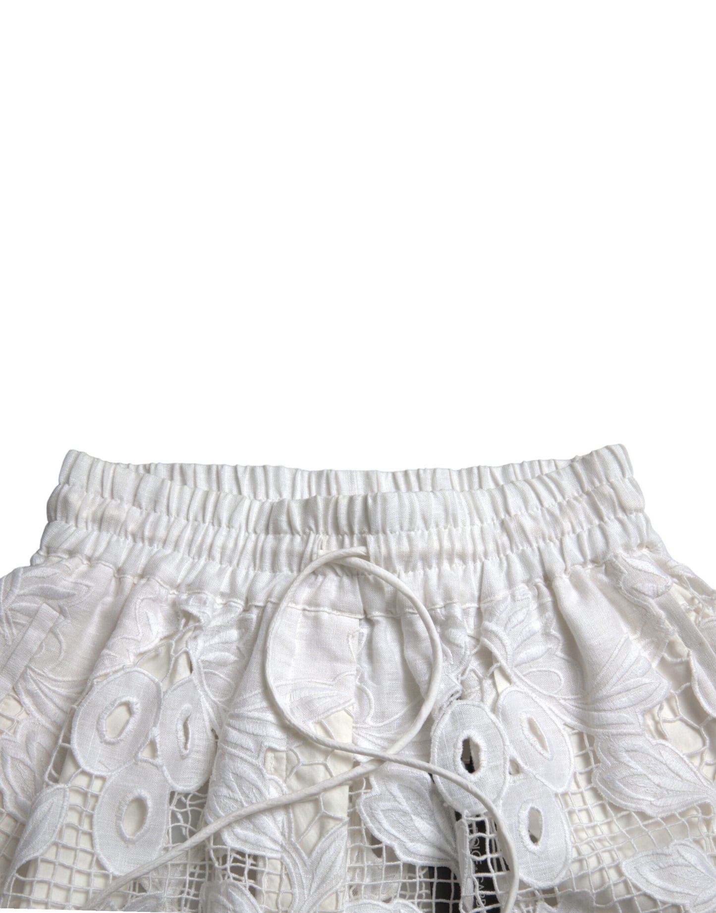 Dolce &amp; Gabbana Weiße Baumwoll-Bermudashorts mit Cutout und hoher Taille