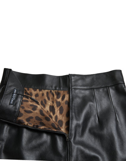 Dolce & Gabbana Elegant High-Waist Leather Mini Skirt