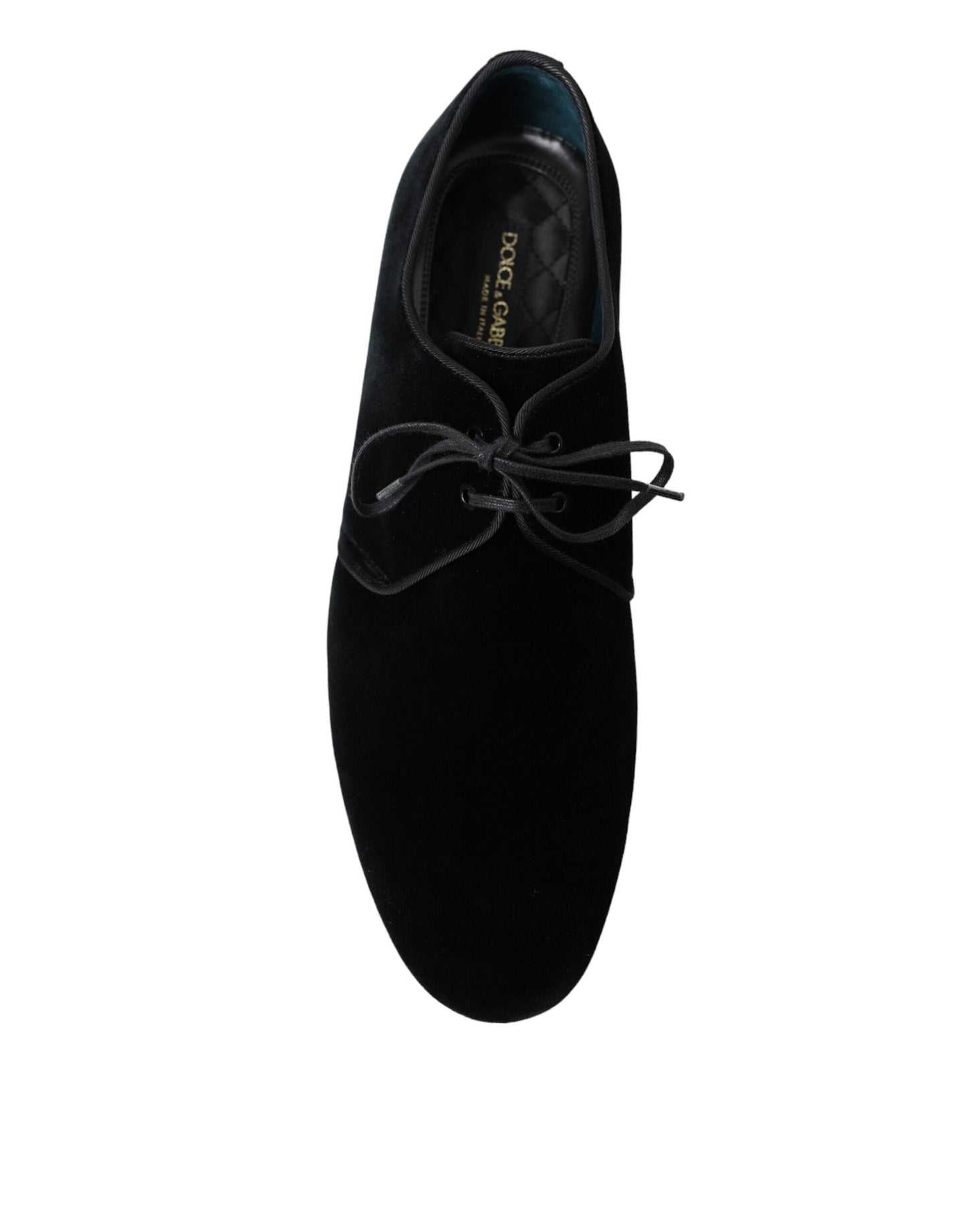 Dolce &amp; Gabbana Schwarze Samt-Schnürschuhe für formelle Derby-Kleider