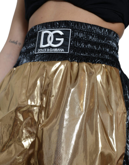 Dolce & Gabbana Elegant High Waist Metallic Gold Shorts