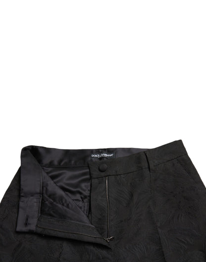 Schwarze, schmal zulaufende Hose aus Polyester von Dolce &amp; Gabbana mit hoher Taille