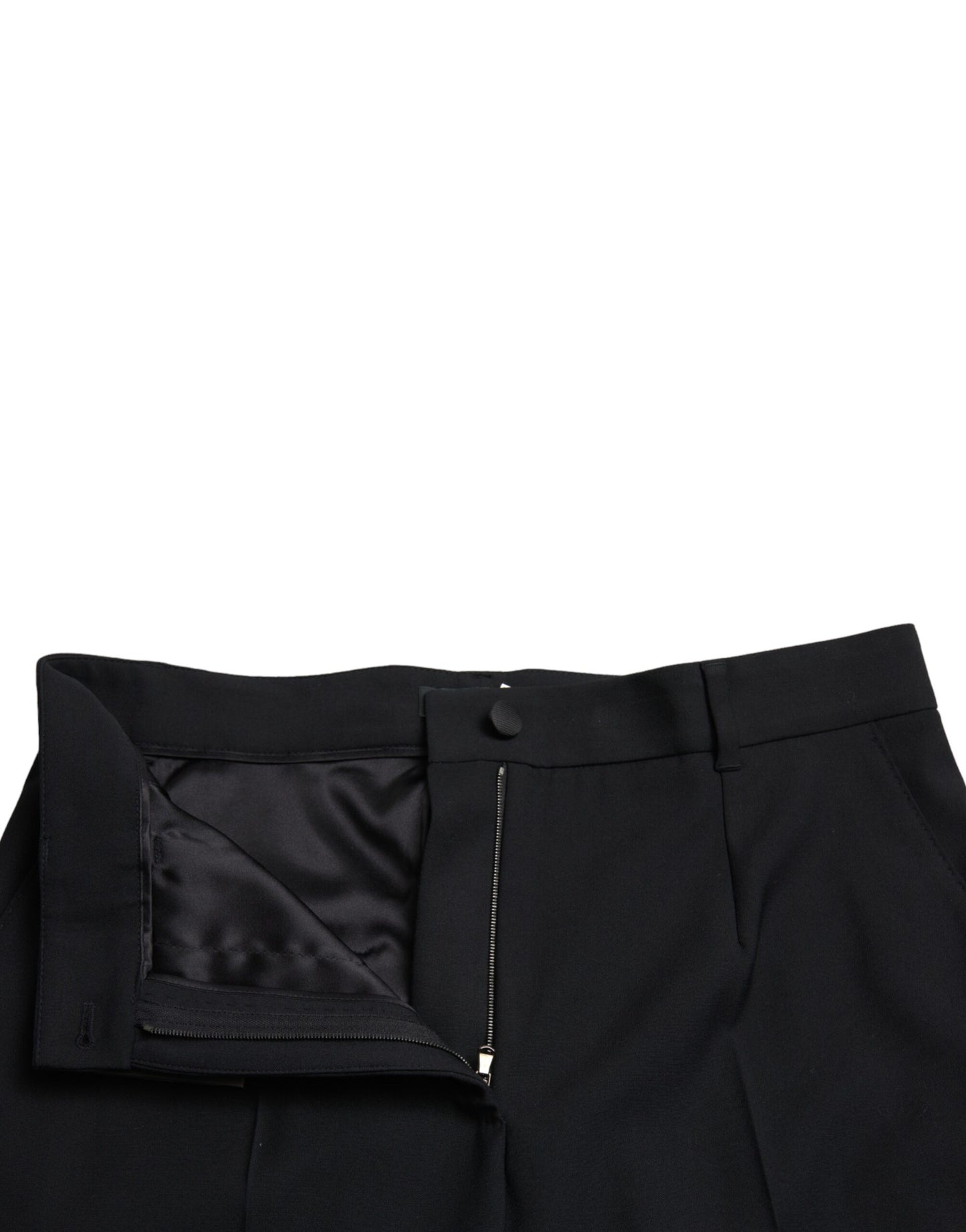 Dolce &amp; Gabbana Gerade Hose aus schwarzer Wolle mit hoher Taille