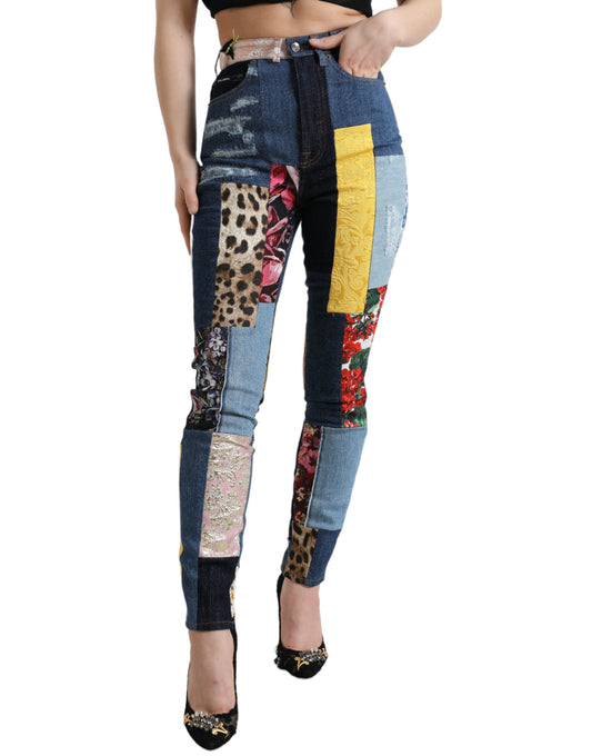 Dolce &amp; Gabbana Mehrfarbige Patchwork-Jeans GRACE Skinny Denim