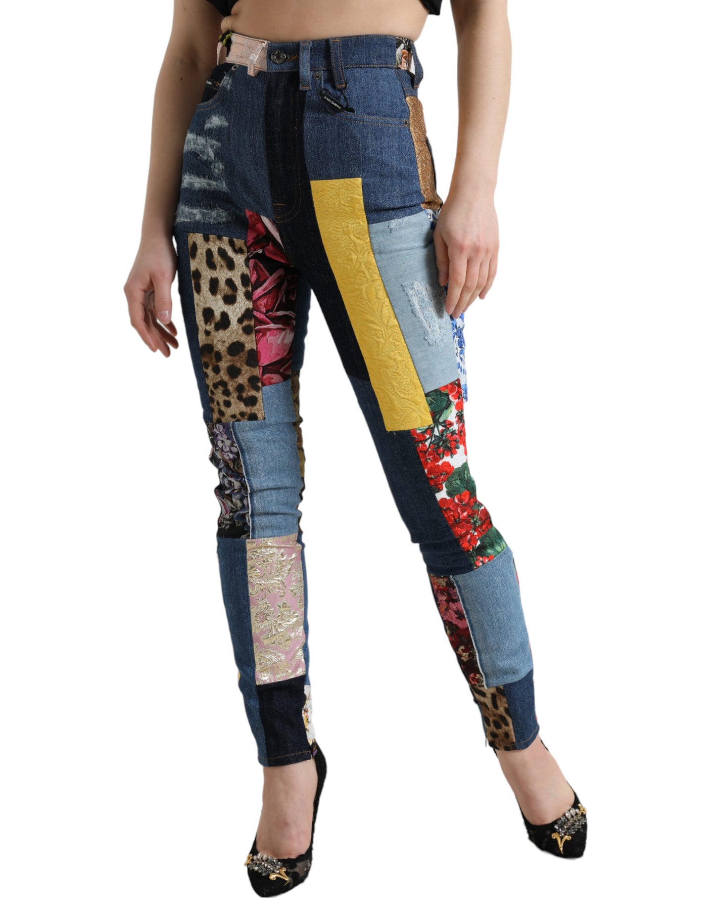 Dolce &amp; Gabbana Mehrfarbige Patchwork-Jeans GRACE Skinny Denim