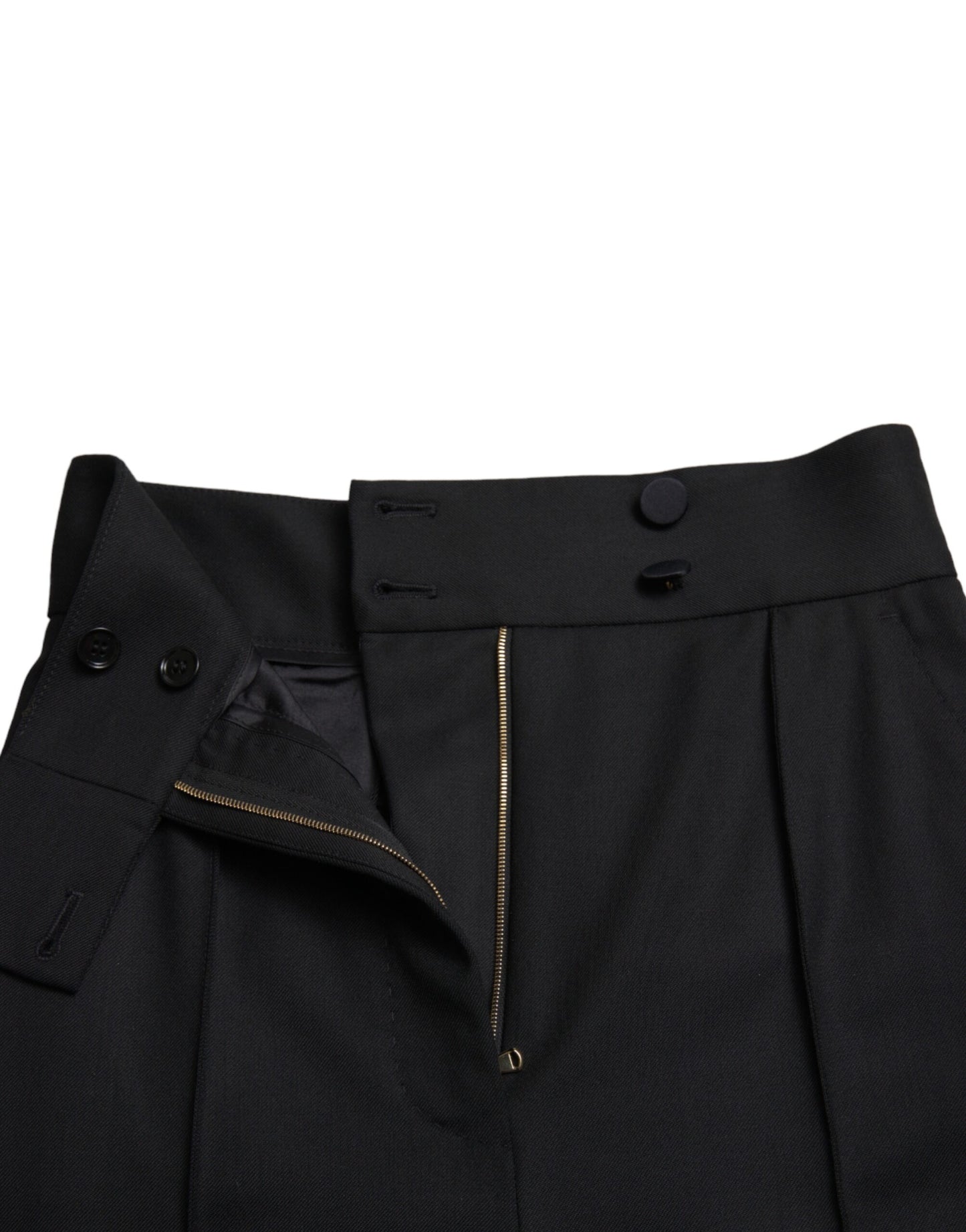 Schwarze, schmal zulaufende Hose aus Wolle von Dolce &amp; Gabbana mit hoher Taille