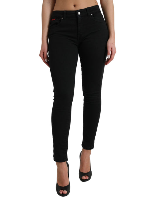 Dolce &amp; Gabbana – Schwarze, mittelhohe Skinny-Denim-Jeans aus Baumwolle