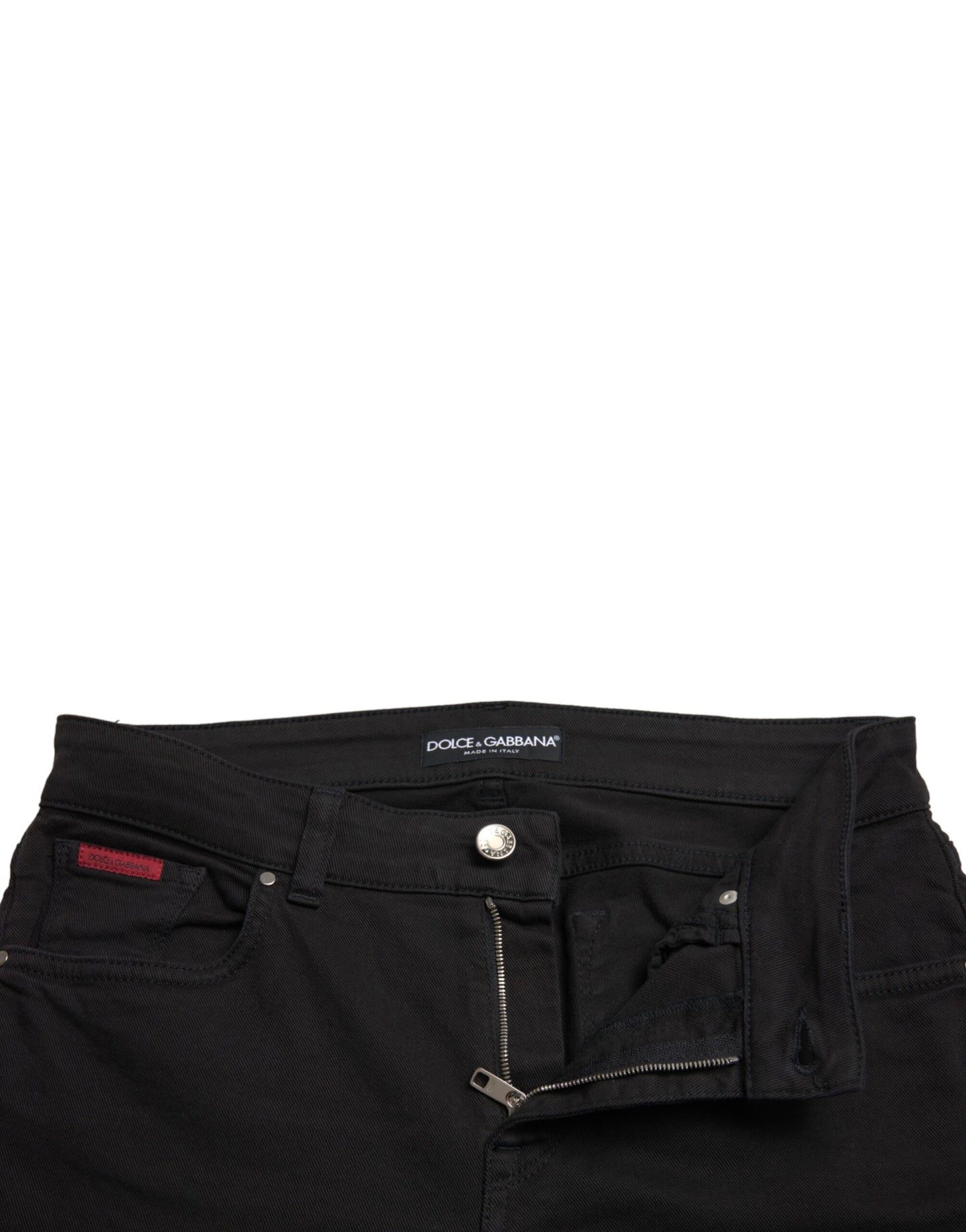 Dolce &amp; Gabbana – Schwarze, mittelhohe Skinny-Denim-Jeans aus Baumwolle