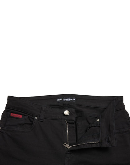 Dolce &amp; Gabbana – Schwarze, mittelhohe Skinny-Denim-Jeans aus Baumwolle