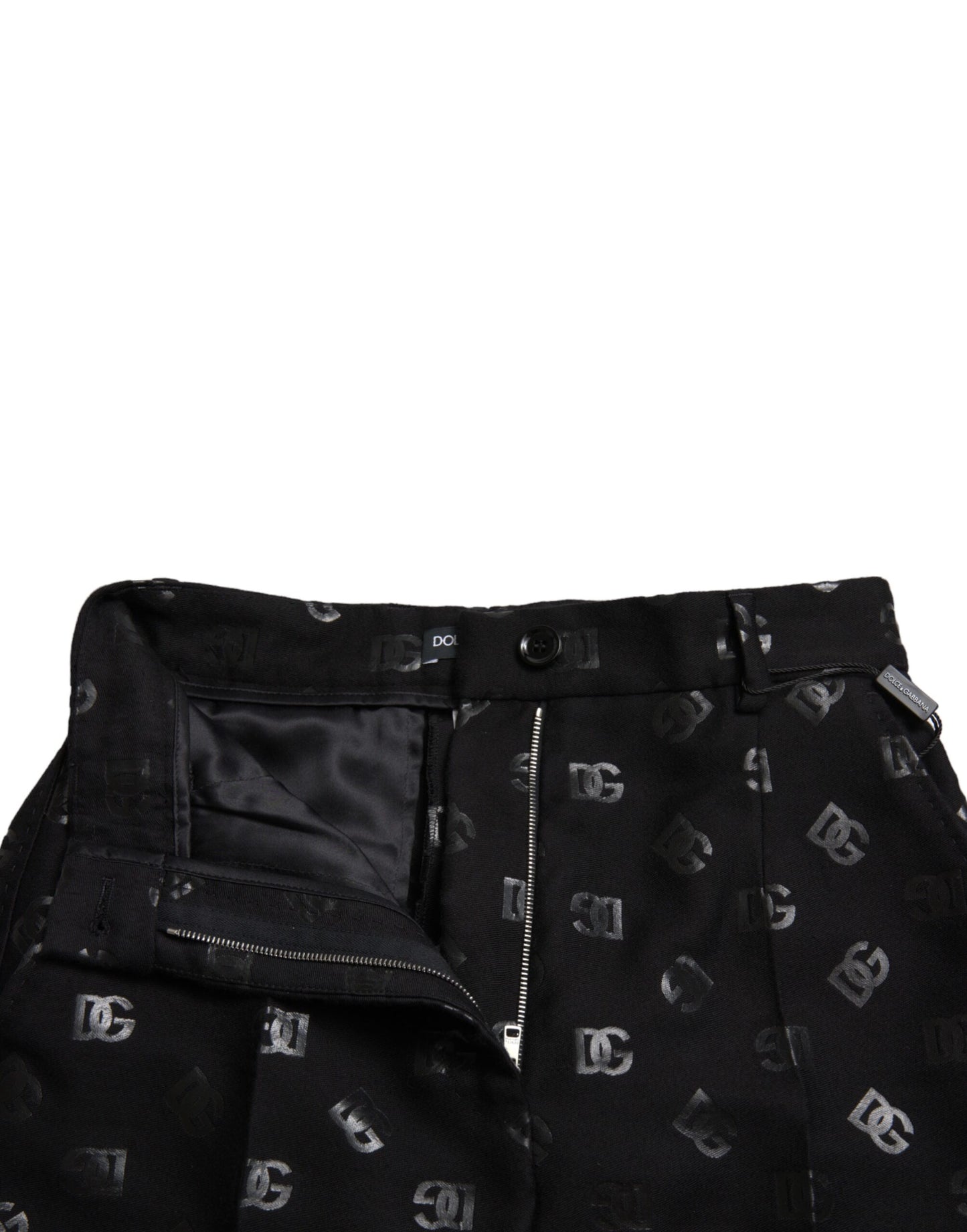 Dolce & Gabbana Chic High Waist Straight Pants with Logo Print