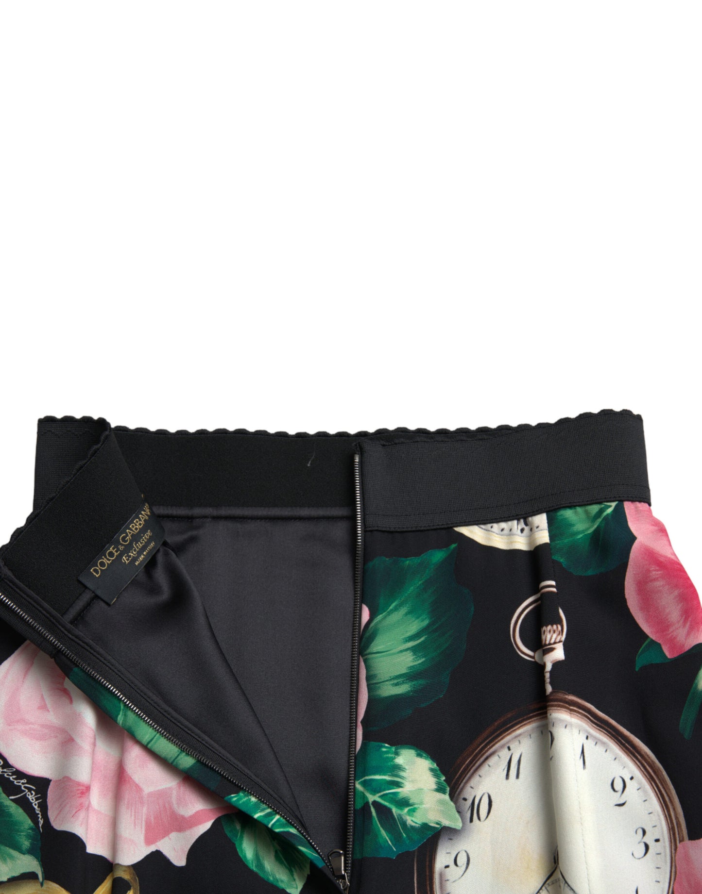 Dolce & Gabbana High Waist Silk Pencil Midi Skirt with Floral Print