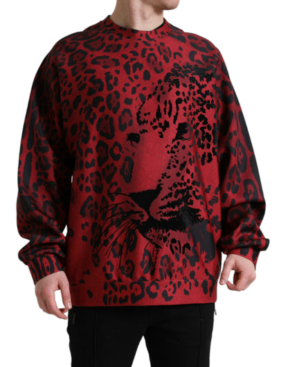 Dolce &amp; Gabbana Pullover mit Rundhalsausschnitt und rotem Leopardenmuster