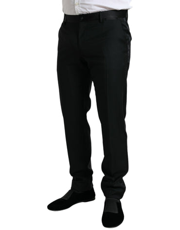 Dolce &amp; Gabbana Slim Fit formelle Anzughose aus schwarzer Wolle