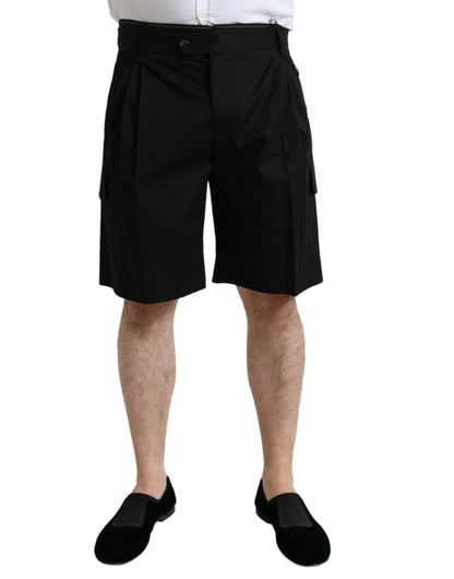 Dolce &amp; Gabbana Schwarze Baumwoll-Stretch-Cargo-Bermudashorts