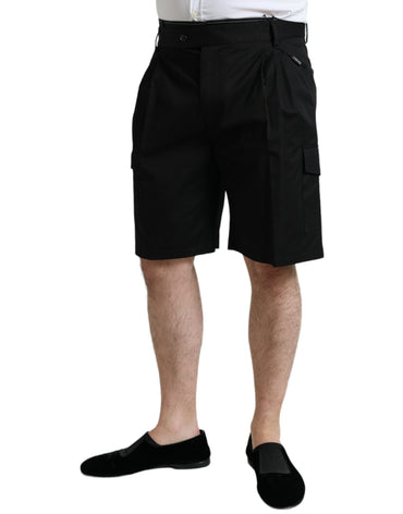 Dolce &amp; Gabbana Schwarze Baumwoll-Stretch-Cargo-Bermudashorts