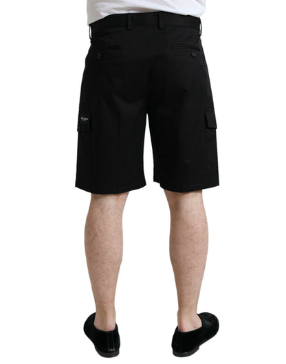 Dolce &amp; Gabbana Schwarze Baumwoll-Stretch-Cargo-Bermudashorts