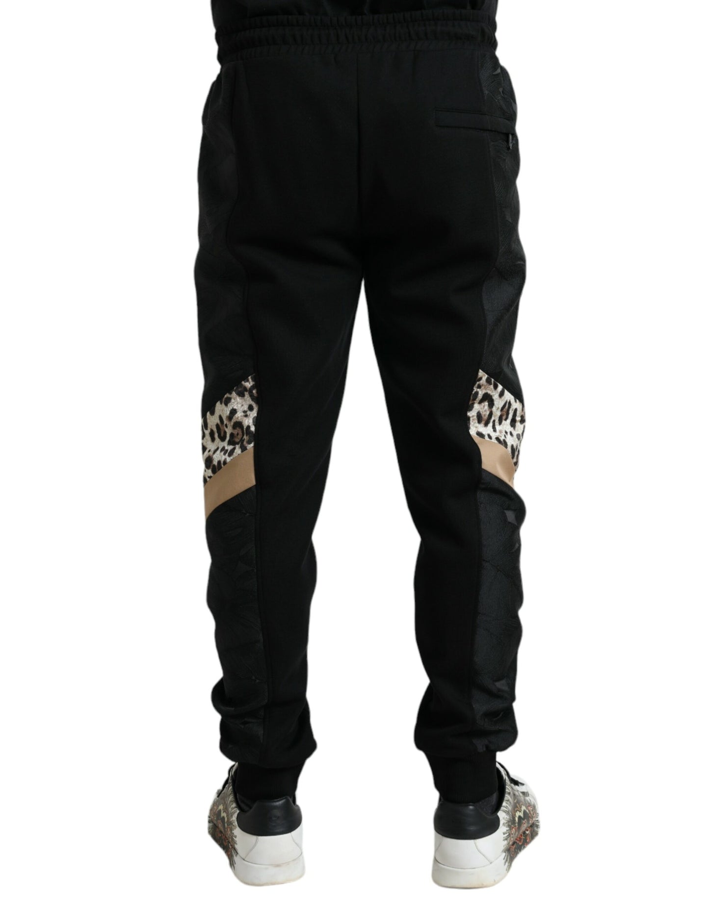 Dolce &amp; Gabbana Schwarze schmale Stretch-Jogginghose aus Baumwolle