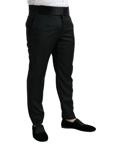 Dolce &amp; Gabbana Slim Fit formelle Anzughose aus schwarzer Wolle