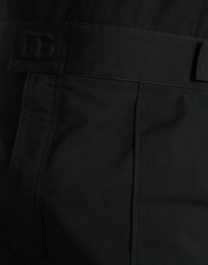 Dolce &amp; Gabbana Gerade Hose aus schwarzem Polyester mit Logo