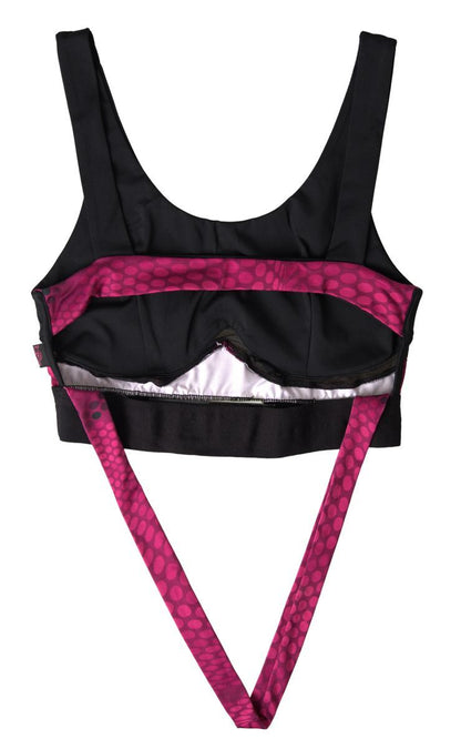 Plein Sport Sleek Black Sports Bra with Fuchsia Accent