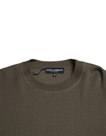 Dolce &amp; Gabbana Grüner Viskose-Pullover mit Rundhalsausschnitt für Herren