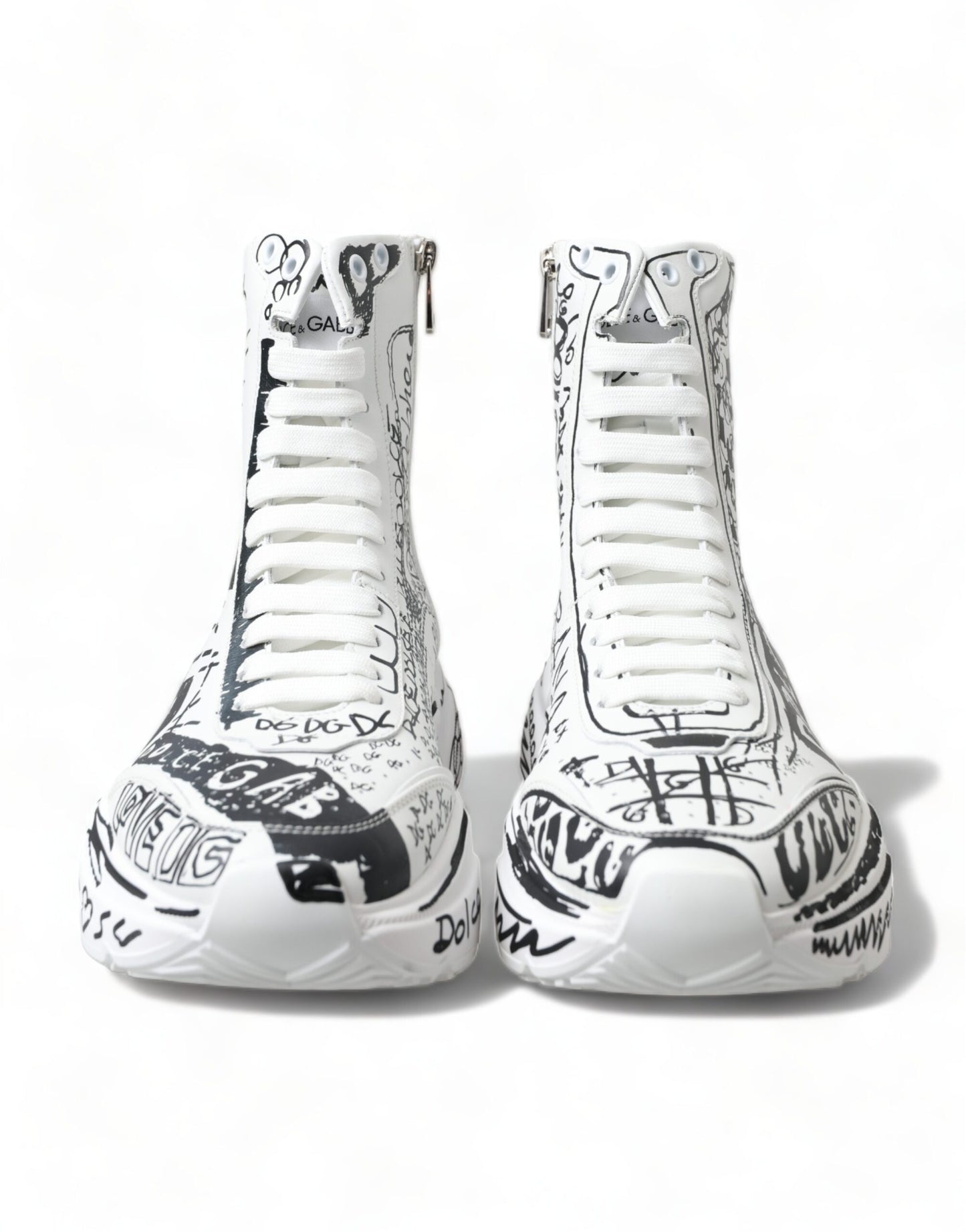 Dolce &amp; Gabbana Weiß Schwarz Graffiti Daymaster Sneakers Schuhe