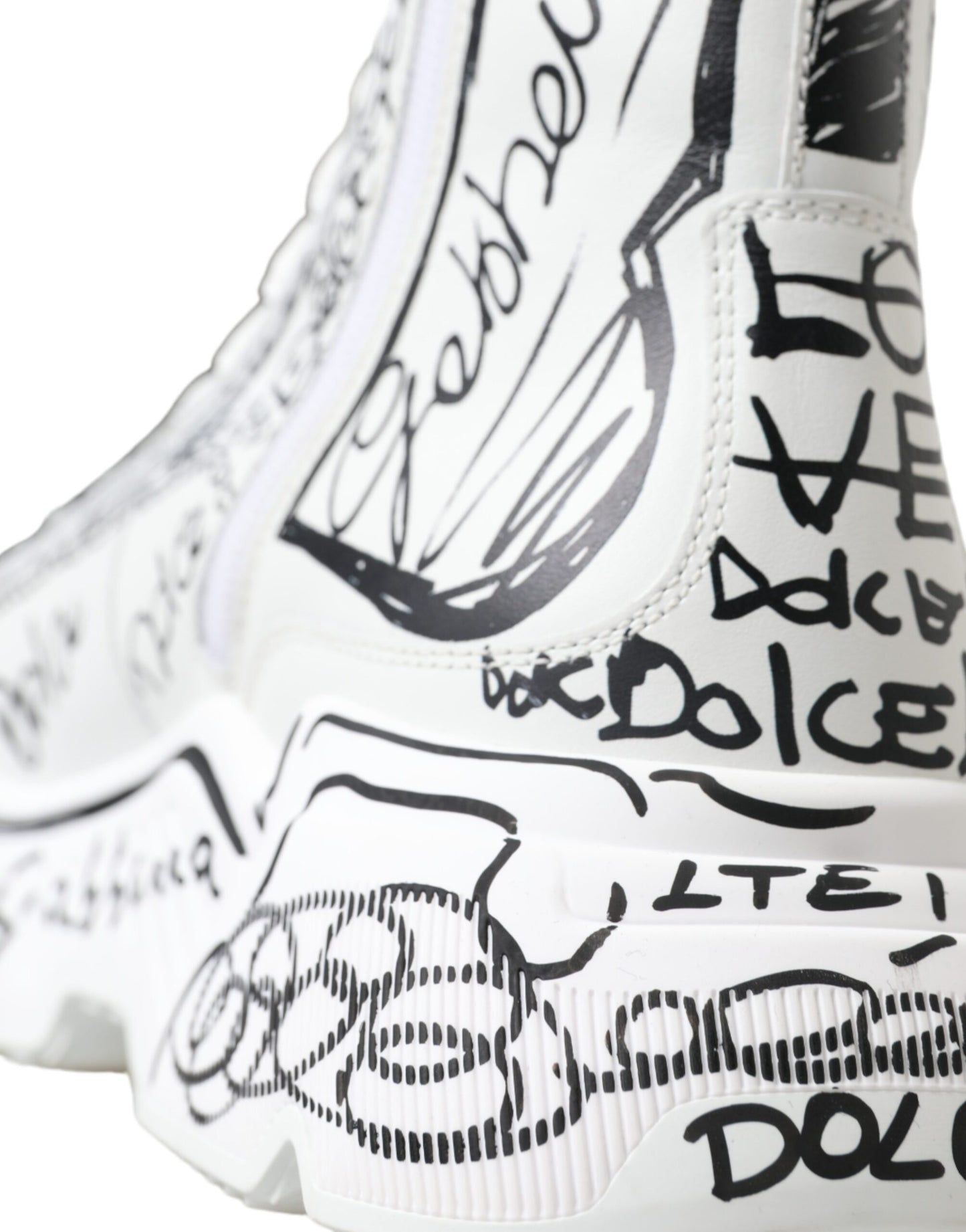 Dolce &amp; Gabbana Weiß Schwarz Graffiti Daymaster Sneakers Schuhe