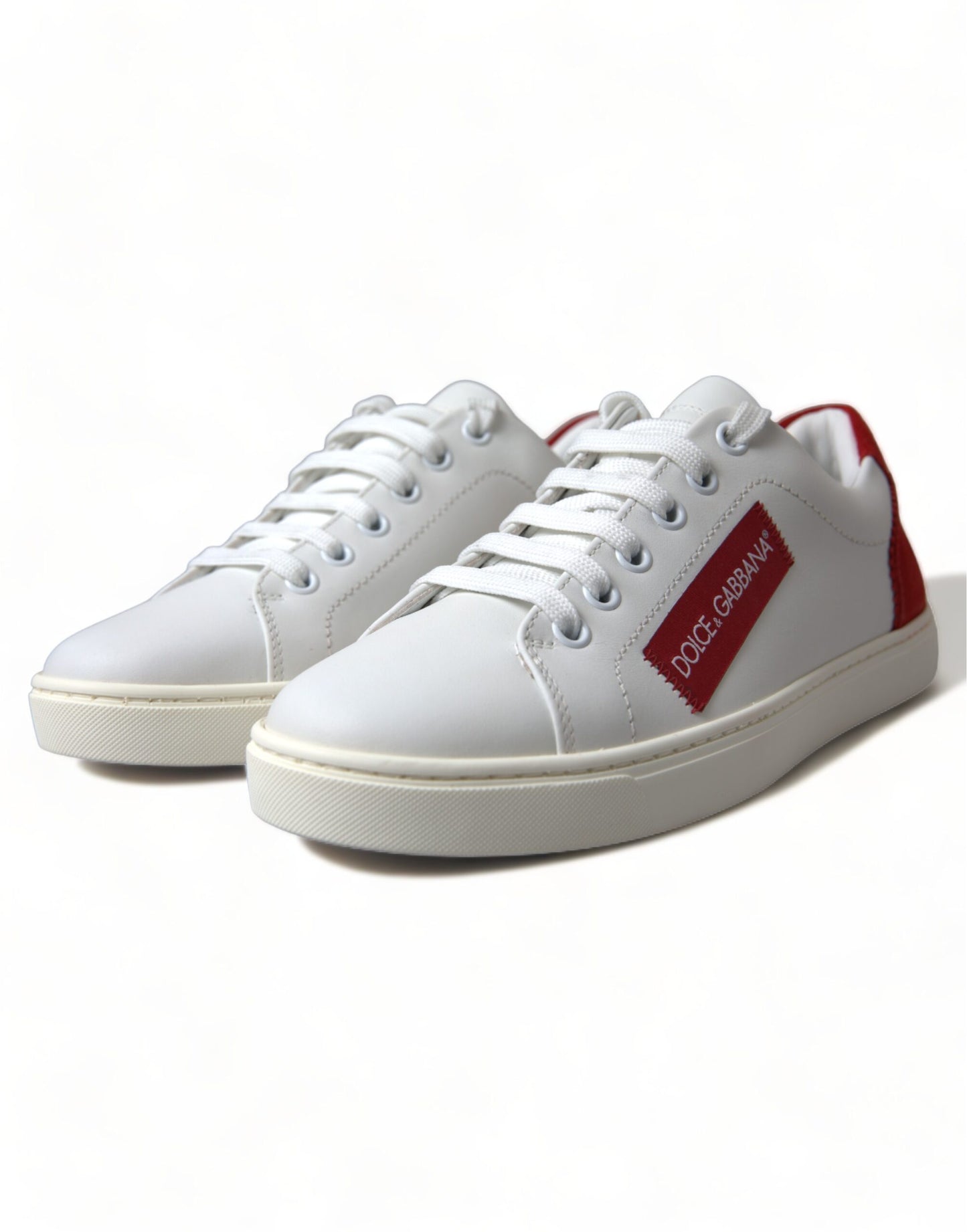 Dolce &amp; Gabbana Low-Top-Sneakers aus weißem, rotem Leder