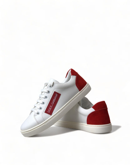 Dolce &amp; Gabbana Low-Top-Sneakers aus weißem, rotem Leder