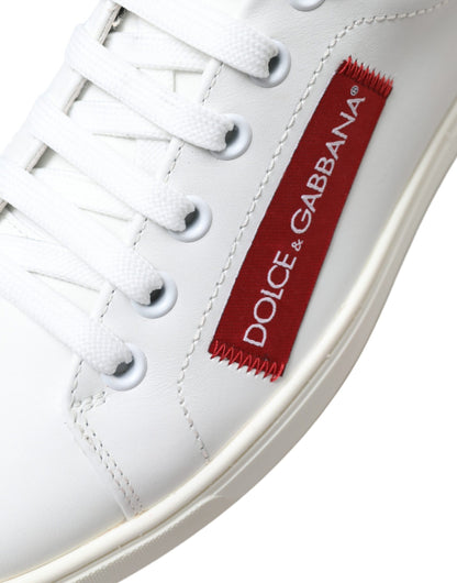 Dolce &amp; Gabbana Low-Top-Sneakers aus weißem, rotem Leder