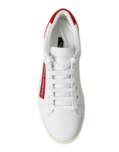 Dolce &amp; Gabbana Low-Top-Sneakers aus weißem, rotem Leder