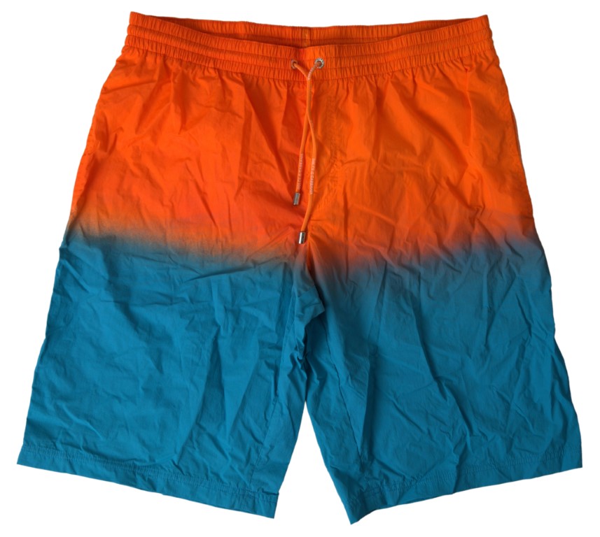 Dolce &amp; Gabbana Beachwear-Badeshorts mit Farbverlauf in Orange und Blau