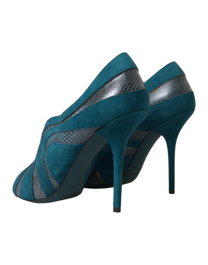 Dolce &amp; Gabbana Peep-Toe-Pumps aus Wildleder in Blaugrün