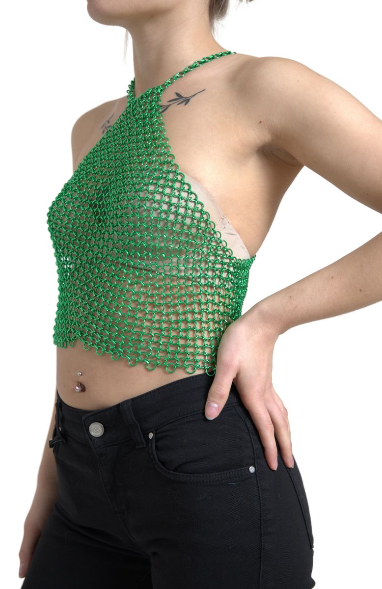 Dolce & Gabbana Emerald Halter Cropped Tank Top