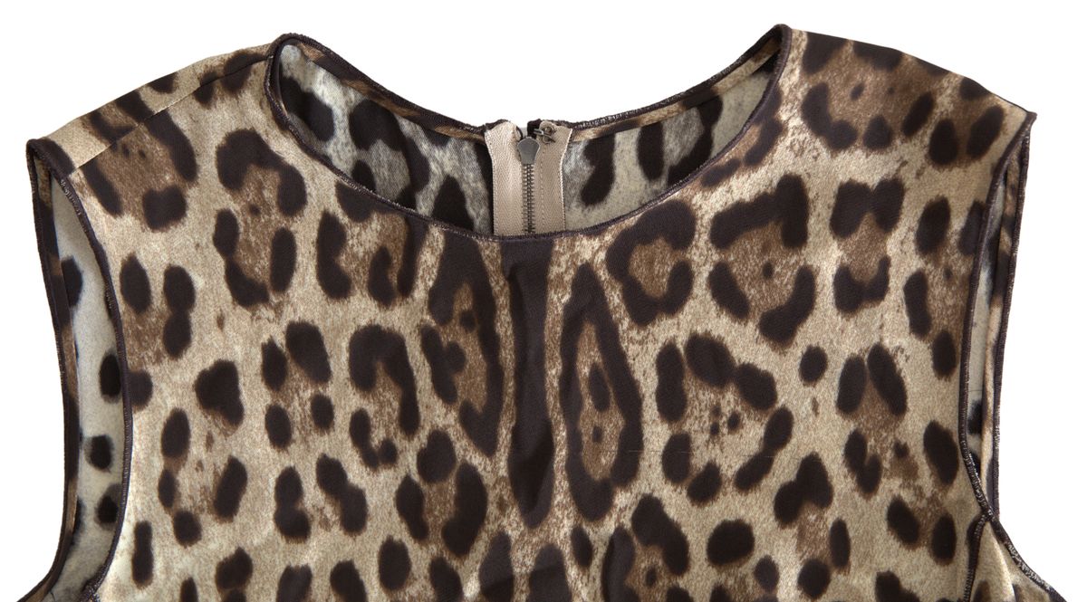 Dolce &amp; Gabbana Braunes ärmelloses Tanktop aus Viskose mit Leopardenmuster