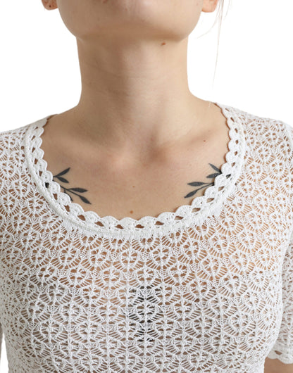 Dolce & Gabbana Elegant White Knitted Round Neck Top