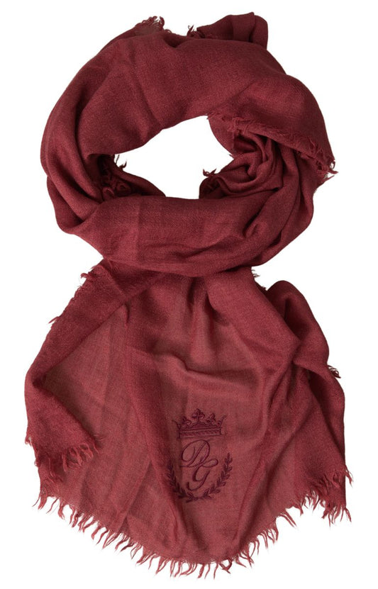 Dolce &amp; Gabbana Maroon Kaschmir-Strick-Wickelschal mit Fransen