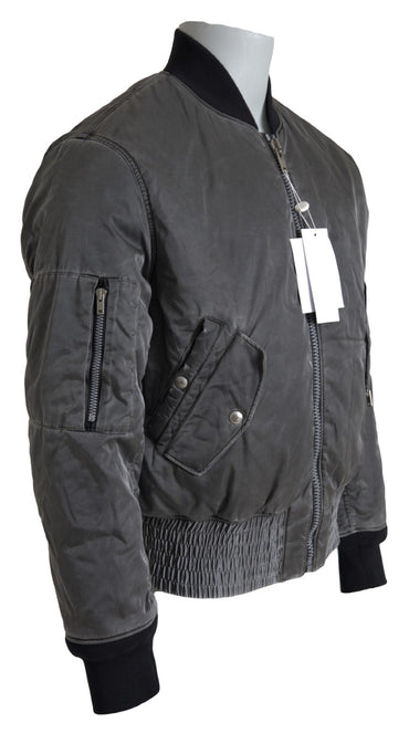 MM6 Maison Margiela Graue Bomberjacke mit Reißverschlusstaschen und Ärmeln