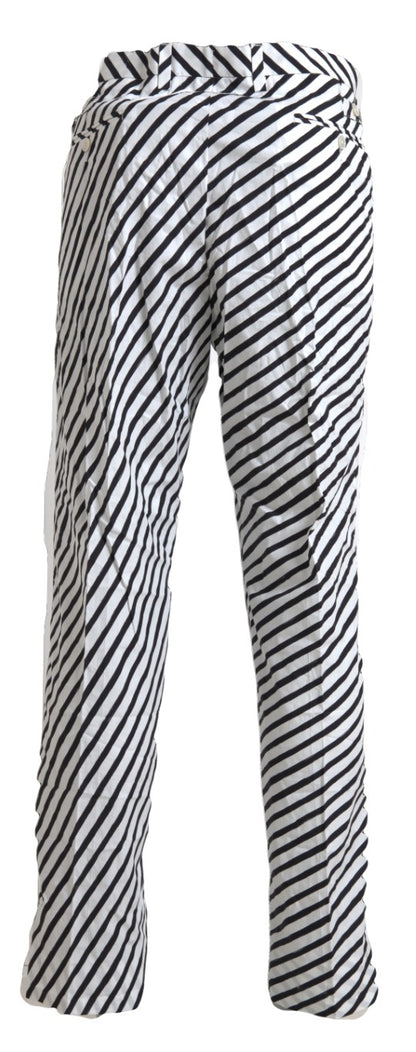 Dolce & Gabbana Elegant Black & White Striped Cotton Pants