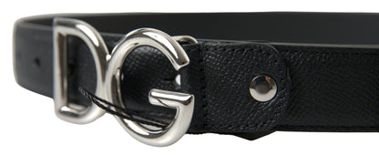 Dolce & Gabbana Elegant Black Leather Belt with Metal Buckle