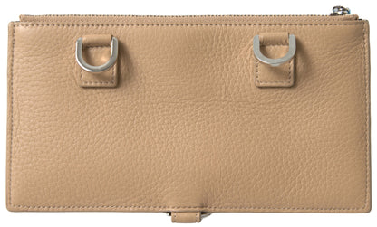 Dolce &amp; Gabbana Beige Leder-Schulter-Kartenhalter-Schultergurt-Geldbörse