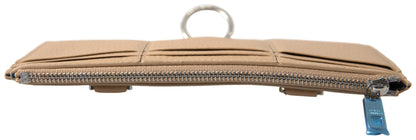 Dolce &amp; Gabbana Beige Leder-Schulter-Kartenhalter-Schultergurt-Geldbörse