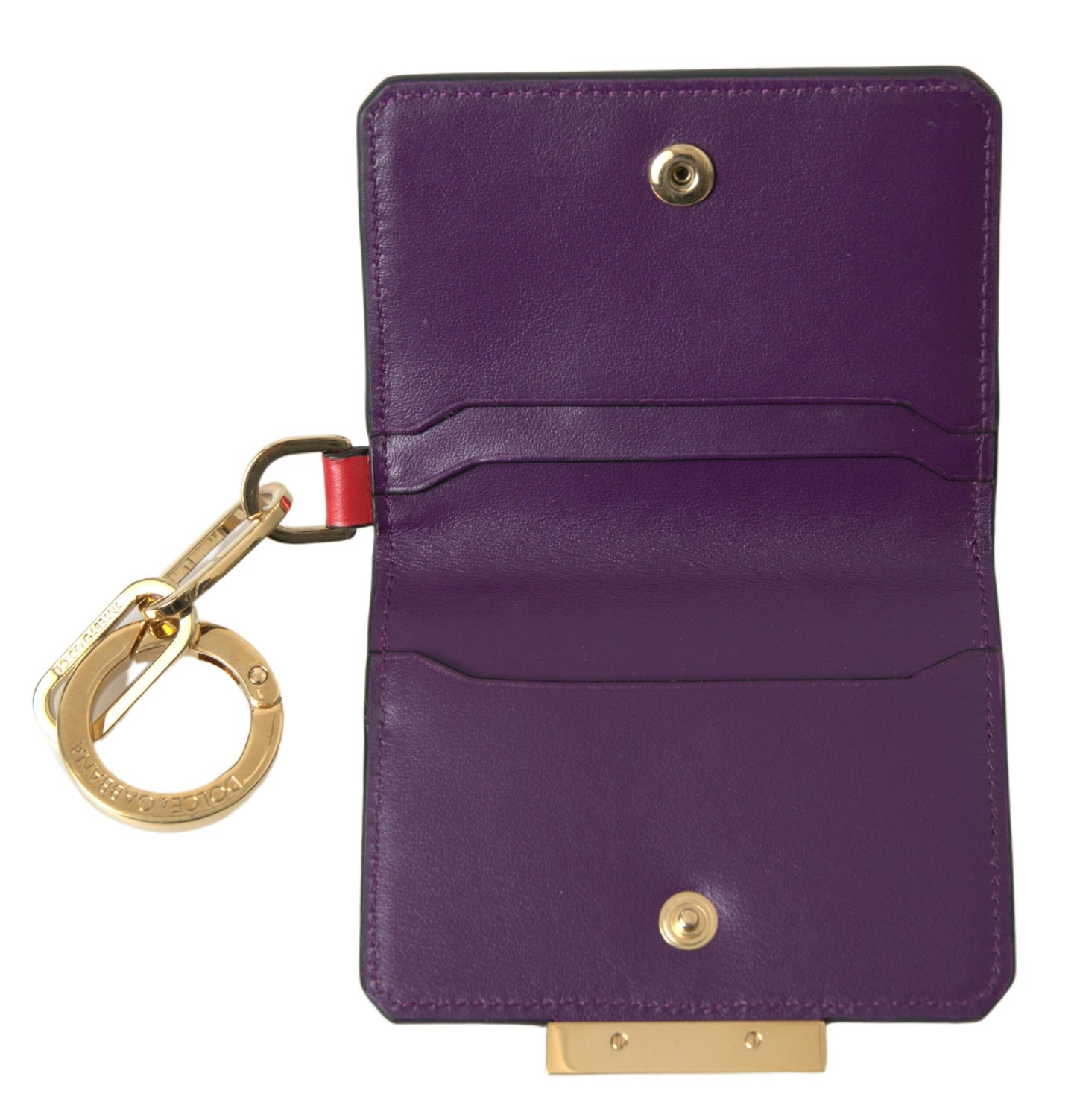 Dolce &amp; Gabbana Lila Kalbsleder Bifold Logo Kartenetui